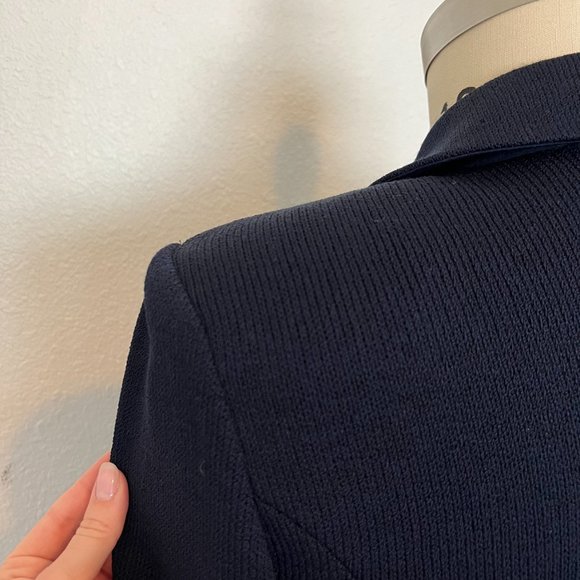 St. John Collection St. John Basics Navy Knit Skirt Suit w/ pleated skirt SIZE 4 - Picture 2 of 8